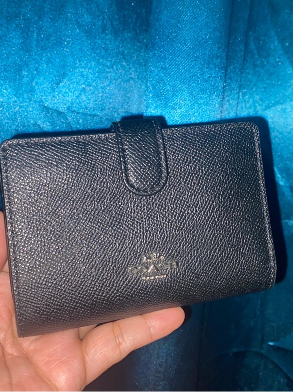 Coach Black Leather compact wallet EUC